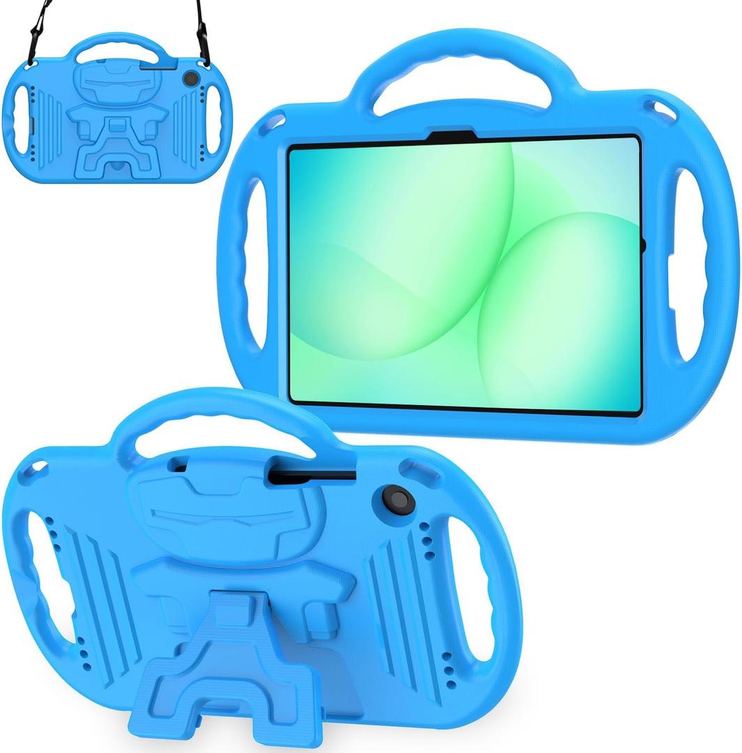 AVAWO Kids Case for Samsung Galaxy Tab A11+ Plus/ A9+ Plus 11 Inch Case, with Strap, Shockproof Lightweight Handle Stand 2025/ 2023 Model with Lanyard, Blue