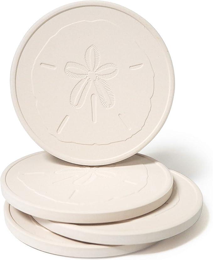 CoasterStone Absorbent Sand Dollar Drink Coasters 4.25" Width 2Pcs