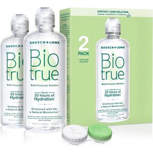 Biotrue Contact Solution, Multi-Purpose Solution with Lens Case, Cleans, Conditions, Hydrates, Disinfects, Removes Protein, Dirt & Debris, Contact Lens Cleaner & Storage, 10 Fl Oz (Pack of 2)