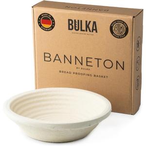 Bulka Large Round 9" 1kg Groove Banneton Bread Proofing Basket Pressed Wood Pulp, Sourdough Proofing Basket - Non-Stick Bread Proofing Bowl Sourdough Bread Baking Supplies, Made in Germany.