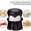 OTOTO Gracula Garlic Crusher, Garlic Mincer, Also for Ginger, Nuts, Chili, Herbs - Twist Top Mincer & Easy Squeeze Manual Press Peeler, Goth Gifts, Black