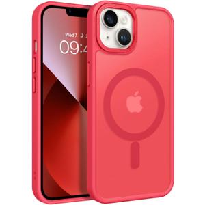BENTOBEN Magnetic for iPhone 13 Case & iPhone 14 Case [Compatible with Magsafe] Translucent Matte Phone Case iPhone 13/14 Slim Shockproof Women Men Protective Cover for iPhone 13/14 6.1", Red