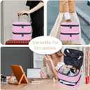Double Layer Makeup Bag Portable Large Cosmetic Case Organizer with Adjustable Dividers Storage Travel Bag for Accessories Brushes Conditioner and Skin Care Products (Pink)