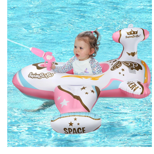 Swimbobo Toddler Pool Float with Seat Boat Inflatable Ride-on Airplane Pirates Sharks Car for Kids Outdoor Toys