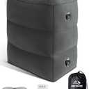 JefDiee Inflatable Travel Foot Rest Pillow, Kids Airplane Bed, Adjustable 3 Layers Height Leg Rest Pillow, Adults Travel Essentials Great for Airplane, Office, Home, Trains, Cars (Dark Grey)