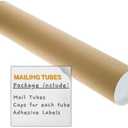 SAVUK Mailing Tubes with Plastic Caps Shipping Cardboard Blueprints Artwork Poster Kraft Extra Heavy-Duty Thickness Posters, Art Prints Multipurpose Documents Storing (1 Pack) 2x24 inch