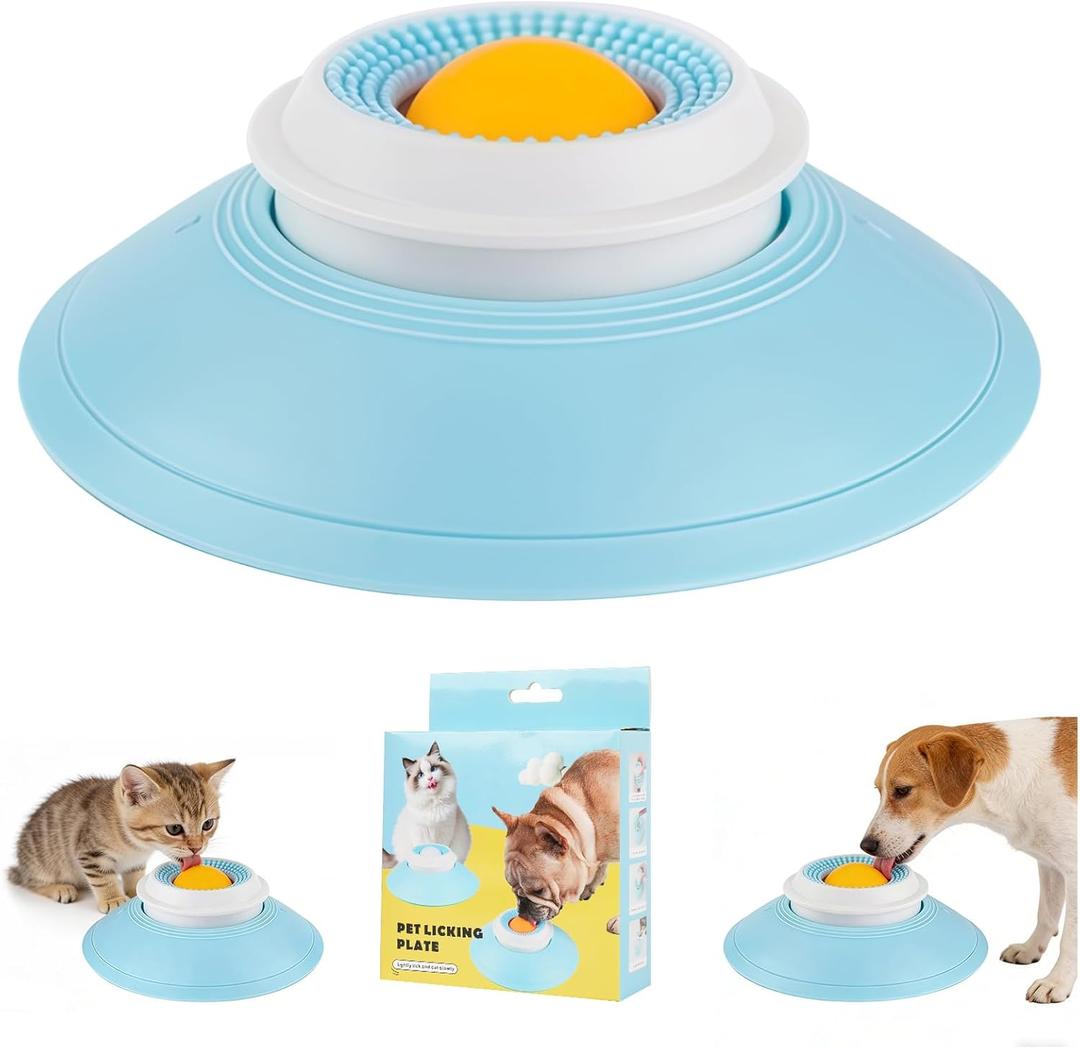 Dog Cat Licks Toys for Liquid Food, Anxieties Relief Slow Feeder Dog Lick Ball Treat Dispenser, Non-Slip Licking Bowl Enrichment Toys to Keep Them (A)