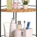 2 Tier Bathroom Counter Organizer,Bathroom Countertop Organizer, Wood Vanity Organizer Corner Shelf,Makeup Tray for Perfume Skincare Bedroom Kitchen Corner (2 Tier,Yellow)