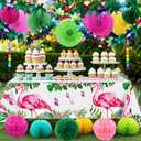 Hawaiian Flamingo Table Cloths, 3 Pack Disposable Plastic Rectangular Jungle Leaf Table Cover, Tropical Aloha Luau Theme Decorations for Summer Beach Pool Kids Birthday Cocktail Party Supplies