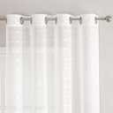 Sheer Curtains White Plaid Semi Voile Light Filtering Drapes Pair for Bedroom Living Room, Set of 2 Grommet Top Window Curtain Panels (Each 54 x 95 Inch, Off White)