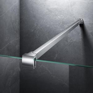Frameless Shower Door Support Bar, Stainless Steel Wall-to-Glass Support Arm to Fixed Shower Glass Panel, for 1/4"-3/8" (6-10 mm) Door, 180° Pivot & Stow-Flat Mode (Chrome, 23.6-inch(600mm))