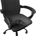 Thyores 2 Pcs Office Computer Chair Seat Covers, Removable Washable Anti-dust Desk Chair Seat Slipcovers Protectors - Black