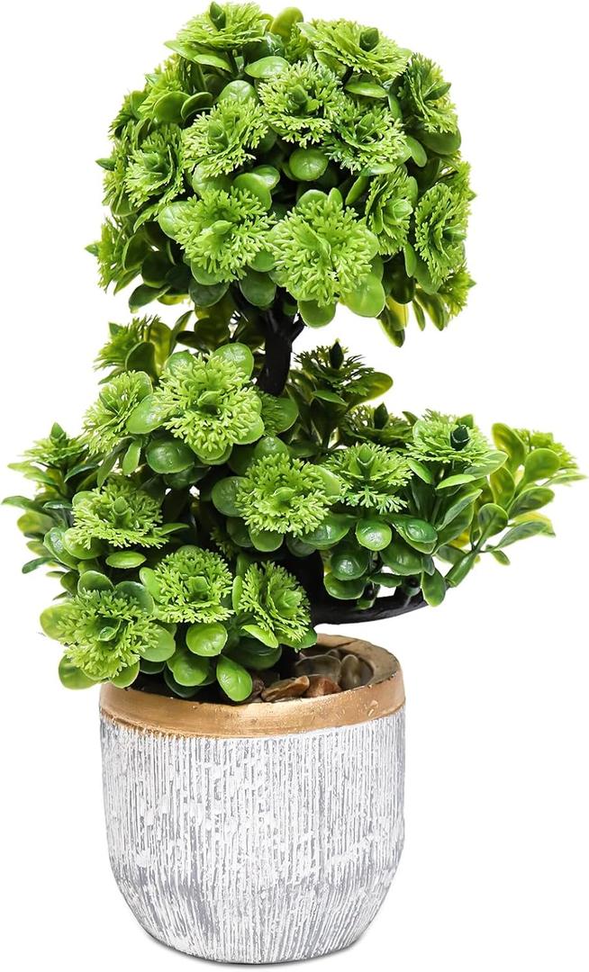 Uguisu Artificial Tree Plant Pot, Small Indoor Fake Trees for Home, Office, Living Room, Bathroom, Bookshelf and Table Decoration