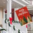 Christmas Trees House Flag 28x40 Double Sided Merry Christmas Garden Flags for Outside, Welcome New Year Winter Yard Outdoor Flag Holiday Decorations
