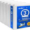 ViVin 3 Ring Binder 3 inch with Clear View Cover, Large 3"-Round Ring for Strength, Holds 600 Sheets of US Letter Size Paper, Office Home School, 6 Pack (White)