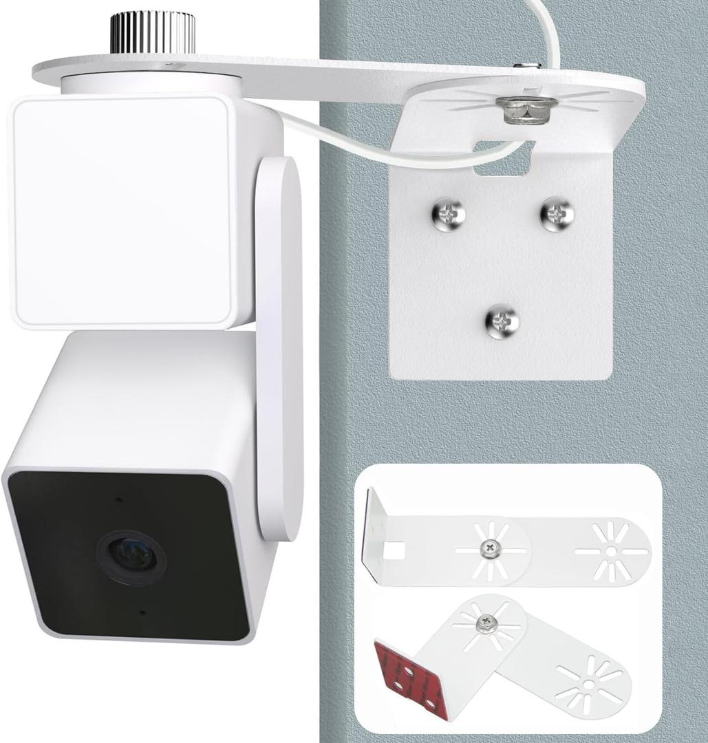 2Pack Metal Swivel Wall Mount Bracket for Wyze Cam Pan V3/V2, Wyze Cam V4/3/2 and Suitable for 1/4 inch Screws Security Camera ,Max Cover Both Sides of The House 300 (Upgrade-White)