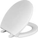 CYRRET Toilet Seat Round with Lid, Slow Close, Easy to Install and Clean, Durable Plastic, White, Replacement Toilet Seats, Fits Standard Round Toilets Bowl