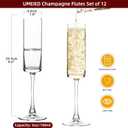 UMEIED 6 Oz Edge Champagne Flutes Set of 12, Long Stemmed Crystal Clear Champagne Flute Glass Set, Sparkling Wine Glasses for Home Party Wedding Birthday Housewarming Gifts