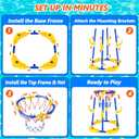 Pool Basketball Hoop Floating with Anti-Tip & Anti-Drift Design, Basketball & Ring Toss Pool Toys for Kids Ages 4-8, 8-12, Summer Outdoor Water Toys Pool Games for Adults and Family