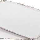 Farmhouse Melamine Serving Tray with Handles, Set of 2, 19"x12" Extra Large Rectangular Turkey Serving Platter, Serving Food Trays for Entertaining, Christmas,Thanksgiving,Party, Ivory
