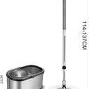 Spin Mop Bucket System Stainless Steel Bucket and Mop Set with 6 Microfiber Replacement Head Refills, Floor Mop with 4 Wheel