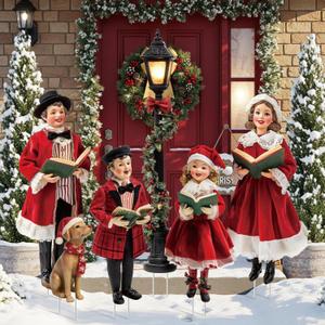 Leinuosen 6 Pcs Christmas Family Carolers Yard Signs with Stakes Christmas Decorations Outdoor Garden Decorations for Xmas Holiday Decor