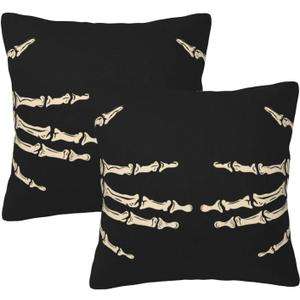 Skull Throw Pillow Covers 18 X 18 Inch Set of 2 Pillow Cases Decoration Cushion Cover for Bedroom Living Room Sofa Outdoor