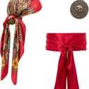 Pirate Costume Accessories Women Men Pirate Bandana Headband Head Scarf Pirate Sash Belt and Pirate Jewelry 3pcs (Satin Black)
