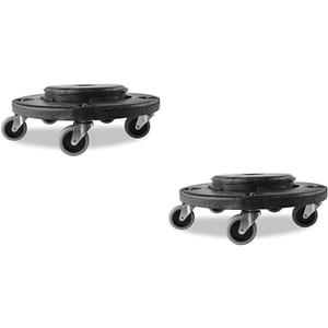 Rubbermaid Commercial Products Brute Twist on/Off Round Dolly, Black, Use with BRUTE Trash Can, Pack of 2