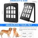 Large Dog Screen Door, 13 x 17 inches Flap Opening Dog Door for Screen Door with 4 Entry Ways, Magnetic Self-Closing Pet Screen Door for Dogs Cats, Black