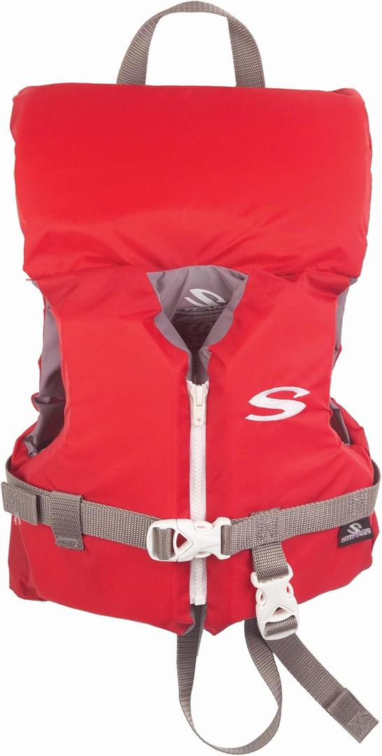 Stearns Infant Life Vest, USCG Approved Type III Life Jacket for Babies & Kids Under 30lbs, Youth PFD for Boat, Beach, Pool, & More (Red)