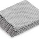 Americanflat 50x60 Throw Blanket - Soft and Breathable Cotton Throw Blanket for Couch, Bed, Chair - Decorative Blankets Perfect for Home, Office, or Outdoor Use - Grey and White Mini Diamond Design