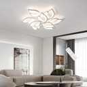 Garwarm Modern Ceiling Light, 30.3in Dimmable LED Flush Mount Ceiling Lamp, 75W Acrylic Petals Ceiling Chandelier Lighting Fixture with Remote Control for Living Room Bedroom Dining Room (White)