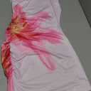 Women's Floral Cami Tank Dress Elegant Ruched Mock Neck Sleeveless Summer Party Club Dresses (Large, Pink)