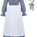 CR ROLECOS Colonial Prairie Dress Women Floral Amish Dresses Pilgrim Costume, M