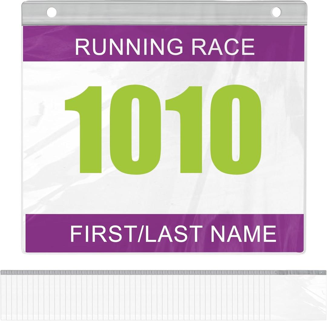 Yarlung 50 Pack Race Bib Display Vinyl Protector Sheets, Clear Running Race Bib Holder Sleeves for Runners Players Athletes, Medals Hanger Display