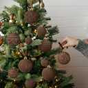 Suzile 36 Pcs Velvet Christmas Tree Ornaments Flocked Christmas Ball Decorations Xmas Balls Handing Ornaments for Xmas Tree Holiday Wreath Garland Birthday Wedding(Brown)