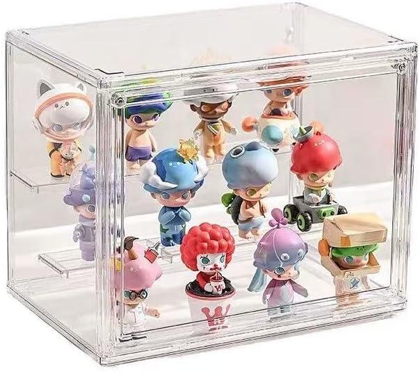 Clear Acrylic Display Case Organizer with 3-Tier Shelves, Front Open Door - Transparent Storage Box for Makeup, Figurines, Model, Jewelry, Office Supplies (10.637.098.66 inches)