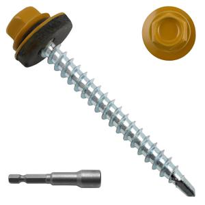 JEGONFRI 200PCS #10 x 2 Yellow Hex Head Self-Drilling Metal Roofing Screws