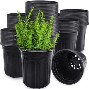 Anyumocz 60 Pcs 1 Gallon Flexible Plant Nursery Pots, Thickened Soft Plastic Seedling Pot with Holes, Flower Plant Container for Succulents, Cuttings Transplanting, Home Garden, (Black)