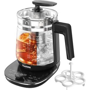 Hot Tea Maker Glass Electric Kettle with Infuser and Temperature Control,1.5L Stainless Steel 1200W Rapid Boiling,Programmable Control for your Favorite Teas and Coffee,Black