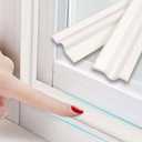 26 Feet Window Weather Stripping Seal Strip for Bottom and Side of Door, PU Foam Weather Strip for Window and Door Insulation Soundproofing (White)