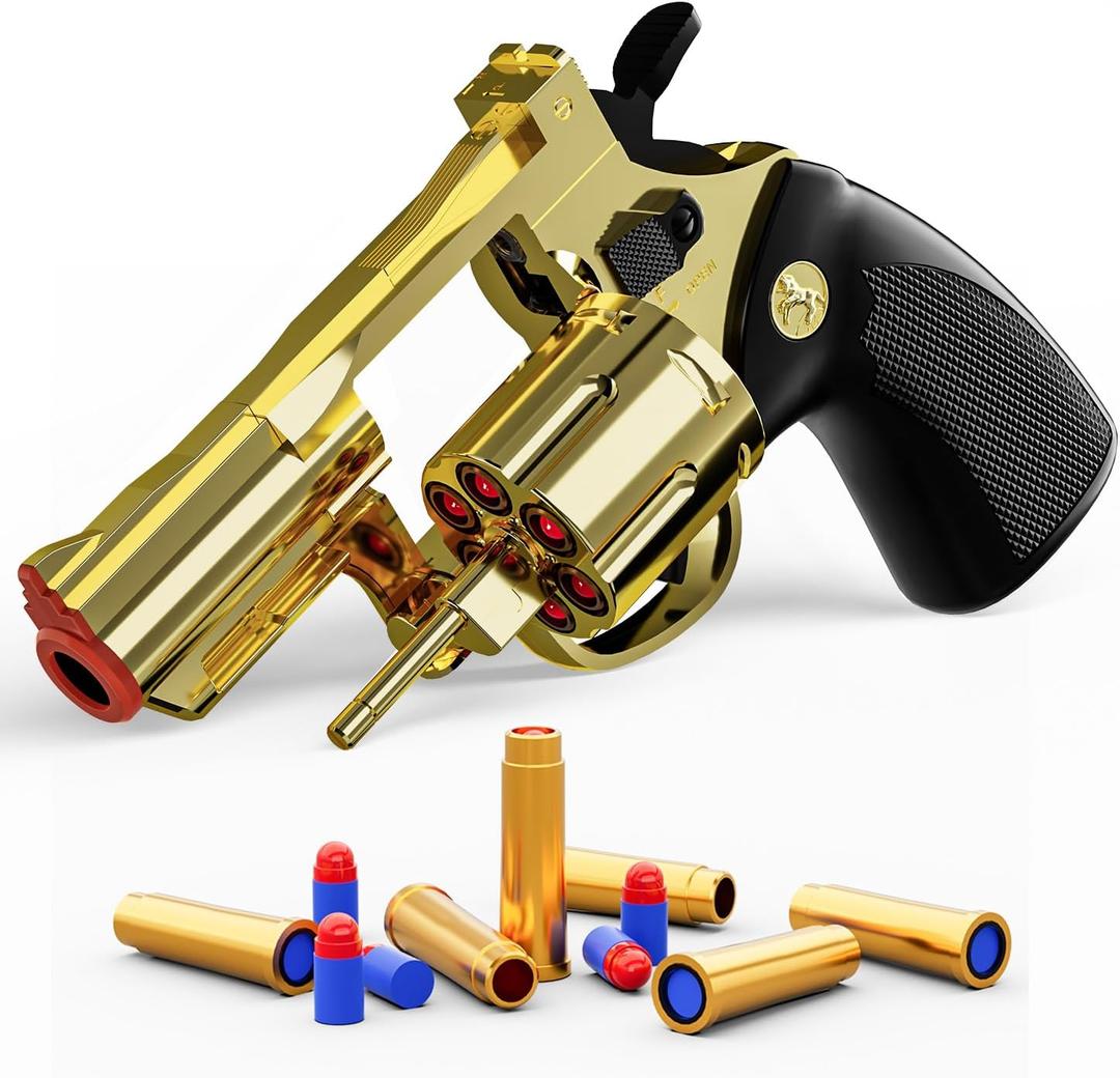 Xuyongjun Toy Gun Soft Bullet Toy Revolver, Can fire Sponge Bullets,with 40 Bullets,for Age of 6 7 8 9 10+ Years Old Kid Boys GirlsGold