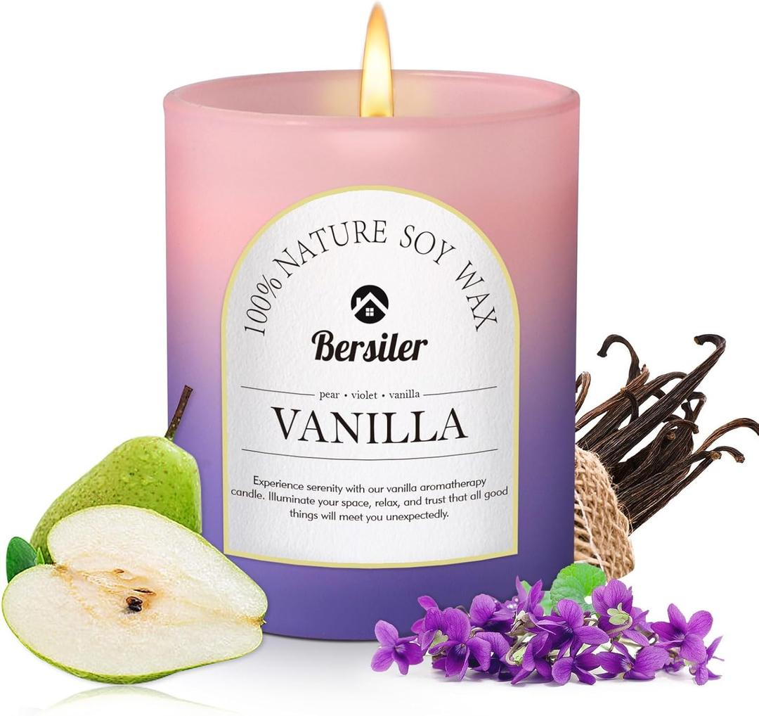 Pear/Violet/Vanilla Scented Candles, Three Different Scents in 35 Hours of Burning Time, Aromatherapy Candle, Soy Candles, Relax and Soothe The Body, Gift Must Have List, 5.3oz