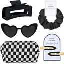 5 PCS Bridesmaid Proposal Gifts Bridesmaid Hair Clips Bridesmaid Scrunchies Sunglasses Black Makeup Bag Bachelorette Party Wedding Favors Bridal Party Present Hair Accessories for Women Girls