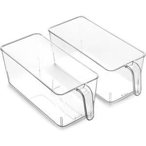 BINO l Plastic Storage Bins l THE HOLDER COLLECTION l 2-Pack, Large Multi-Use Clear Containers for Organizing with Built-in Handles l Pantry Organization & Storage l Kitchen Organizer l Storage Bins