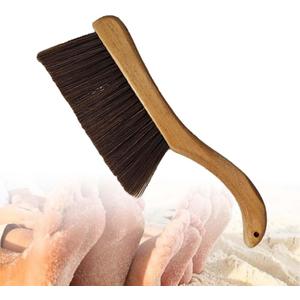 Sand Brush for Beach Feet - Effective Sand Remover with Black Mesh Bag - Essential Beach Accessories Gear for Surfing, Water Sports, Volleyball - Ideal for Ocean and Lakeside Recreation (Brown)