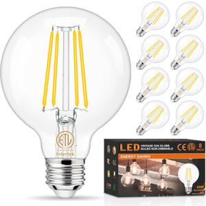 hansang 8 Pack G25 LED Edison Globe Light Bulbs, 3000K Soft White, E26 Base Round Light Bulbs for Bathroom Vanity, 6W 60W Incandescent Equivalent, CRI 85+, 600LM, AC 120V, Clear Glass, Non-dimmable