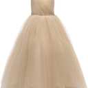 Glamulice Christmas Flower Girl Dresses 7-8 Golden Junior Bridesmaid Wedding Birthday Party Holiday Tulle Dress A Line Big Girls Daddy Daughter Dance Prom Princess Ballgown Gold Kids Pageant Gowns