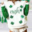 DUTUT St. Patrick's Day Sweatshirt Women Shamrock Shirt Lucky Clover Graphic Shirts Irish Casual Long Sleeve Tops (Medium)